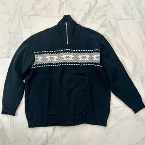 Bogner Black and Gray Zip Neck Sweater